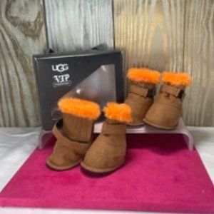 Authentic V.I.P X Ugg dog booties in Chestnut